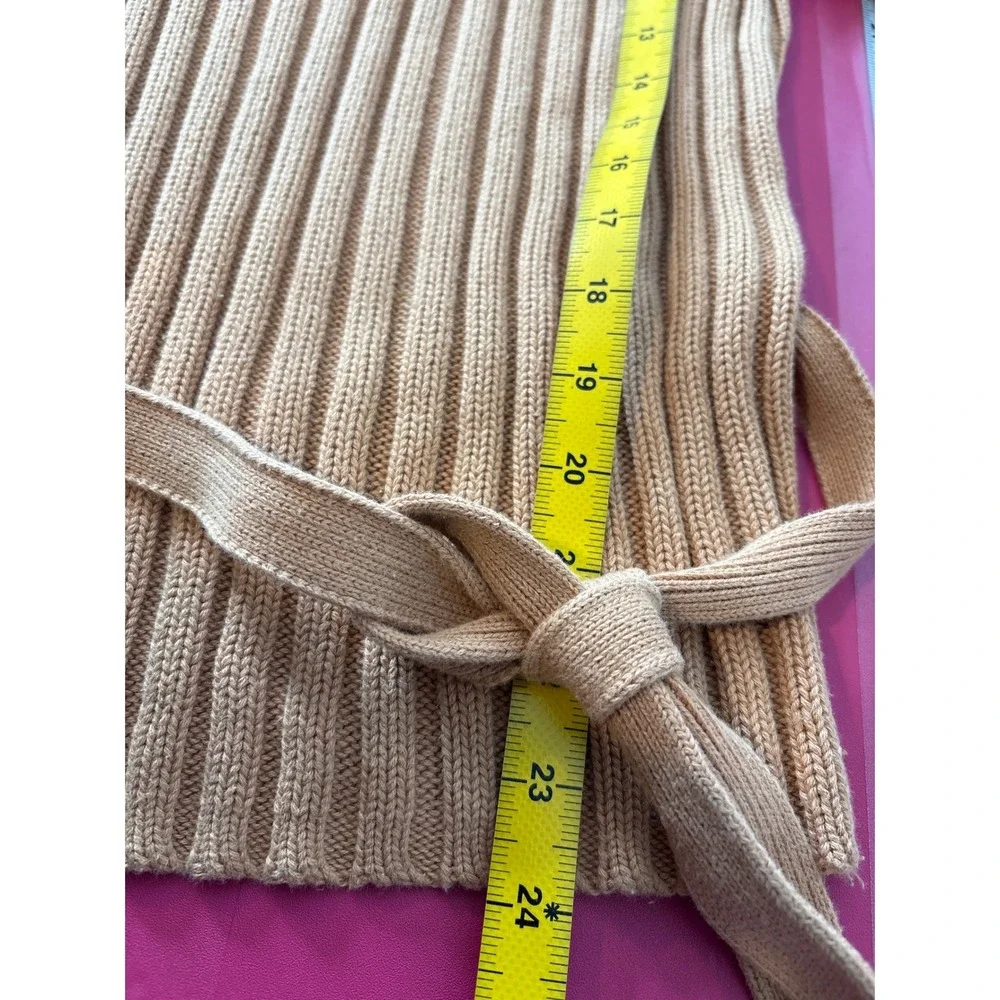 Vintage St Johns Bay Womens Camel Ribbed Knit Mock Neck Belted Sweater Sz M Chic